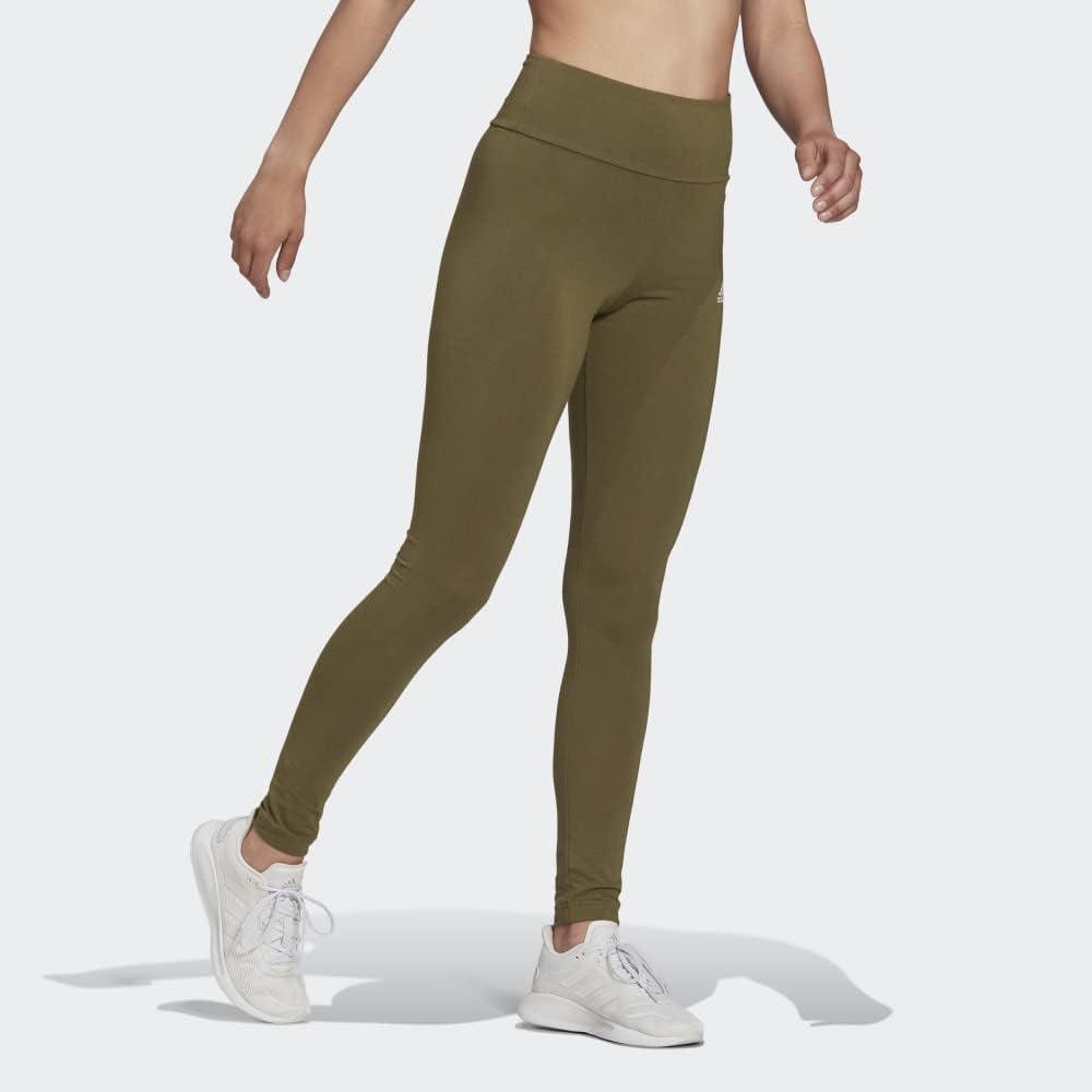 imageadidas Womens Essentials HighWaisted Logo LeggingsFocus OliveWhite