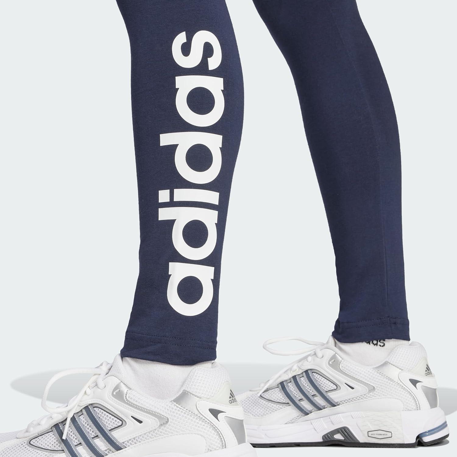 imageadidas Womens Essentials HighWaisted Logo LeggingsInkWhite