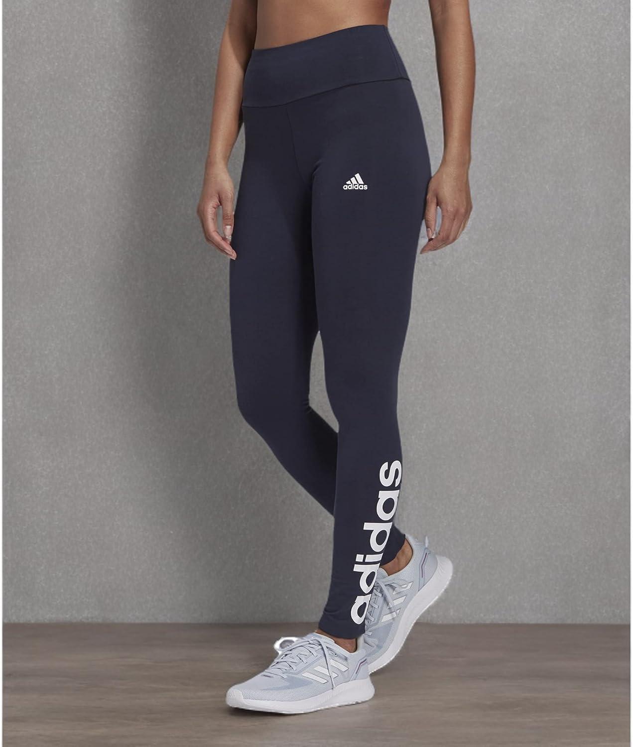 imageadidas Womens Essentials HighWaisted Logo LeggingsInkWhite