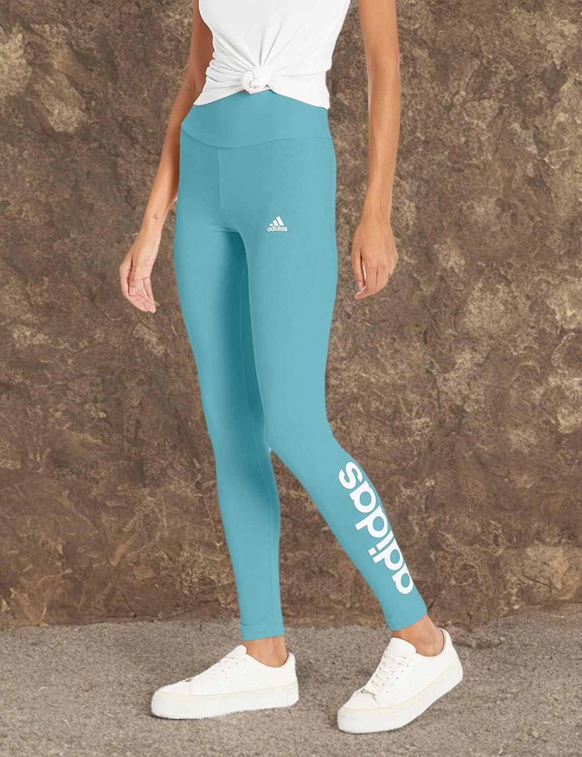 imageadidas Womens Essentials HighWaisted Logo LeggingsPreloved BlueWhite