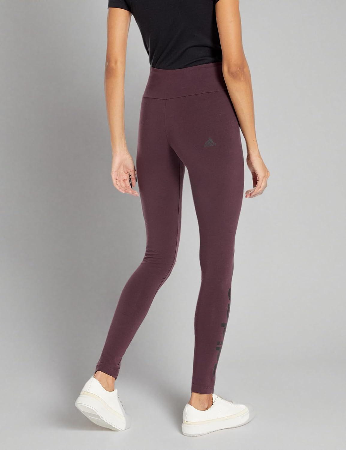 imageadidas Womens Essentials HighWaisted Logo LeggingsShadow MaroonBlack