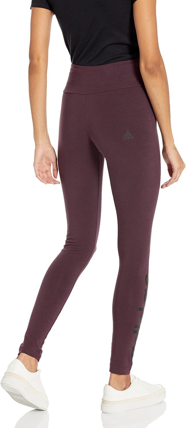 imageadidas Womens Essentials HighWaisted Logo LeggingsShadow MaroonBlack