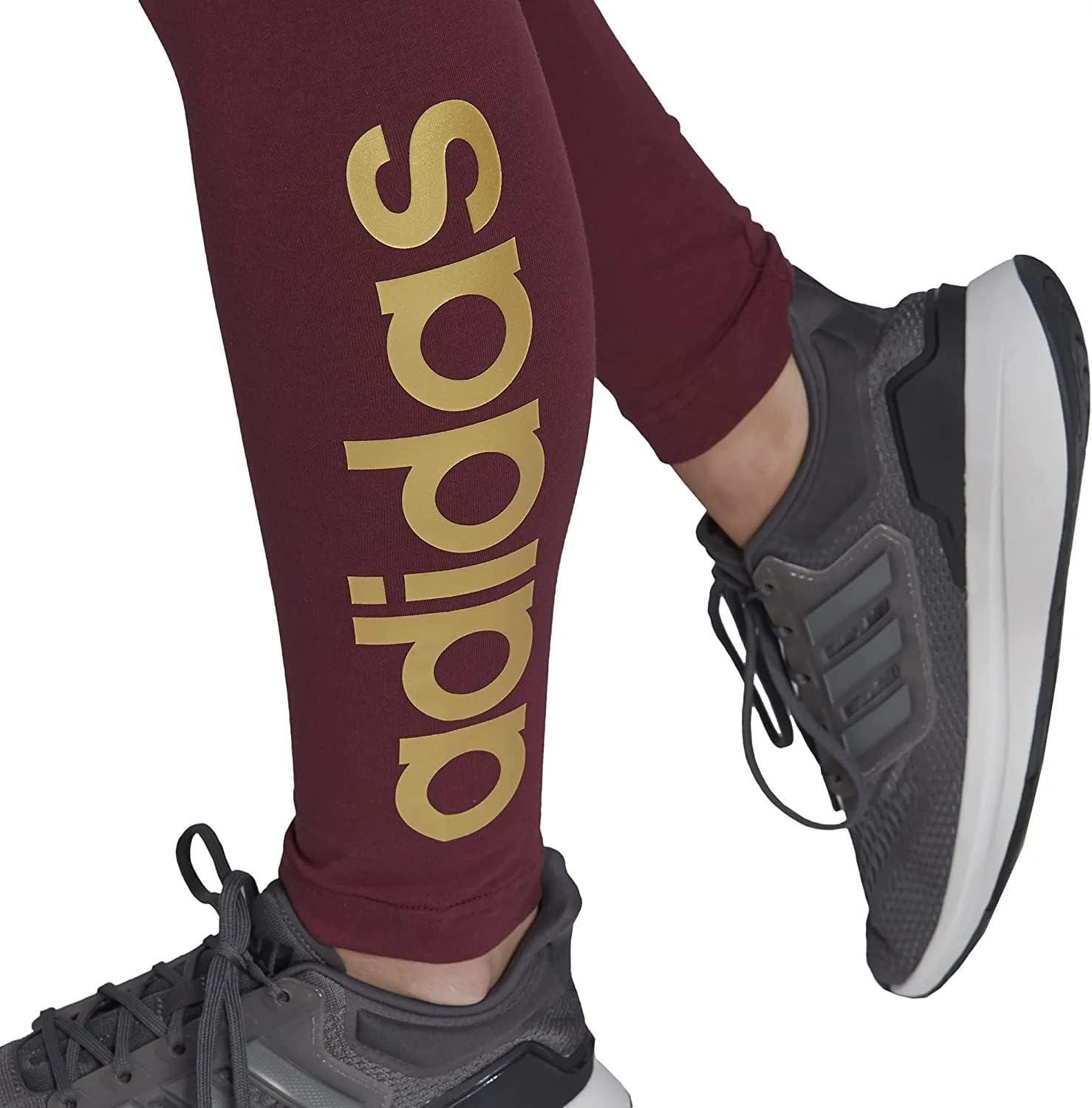 imageadidas Womens Essentials HighWaisted Logo LeggingsVictory CrimsonGold Metallic