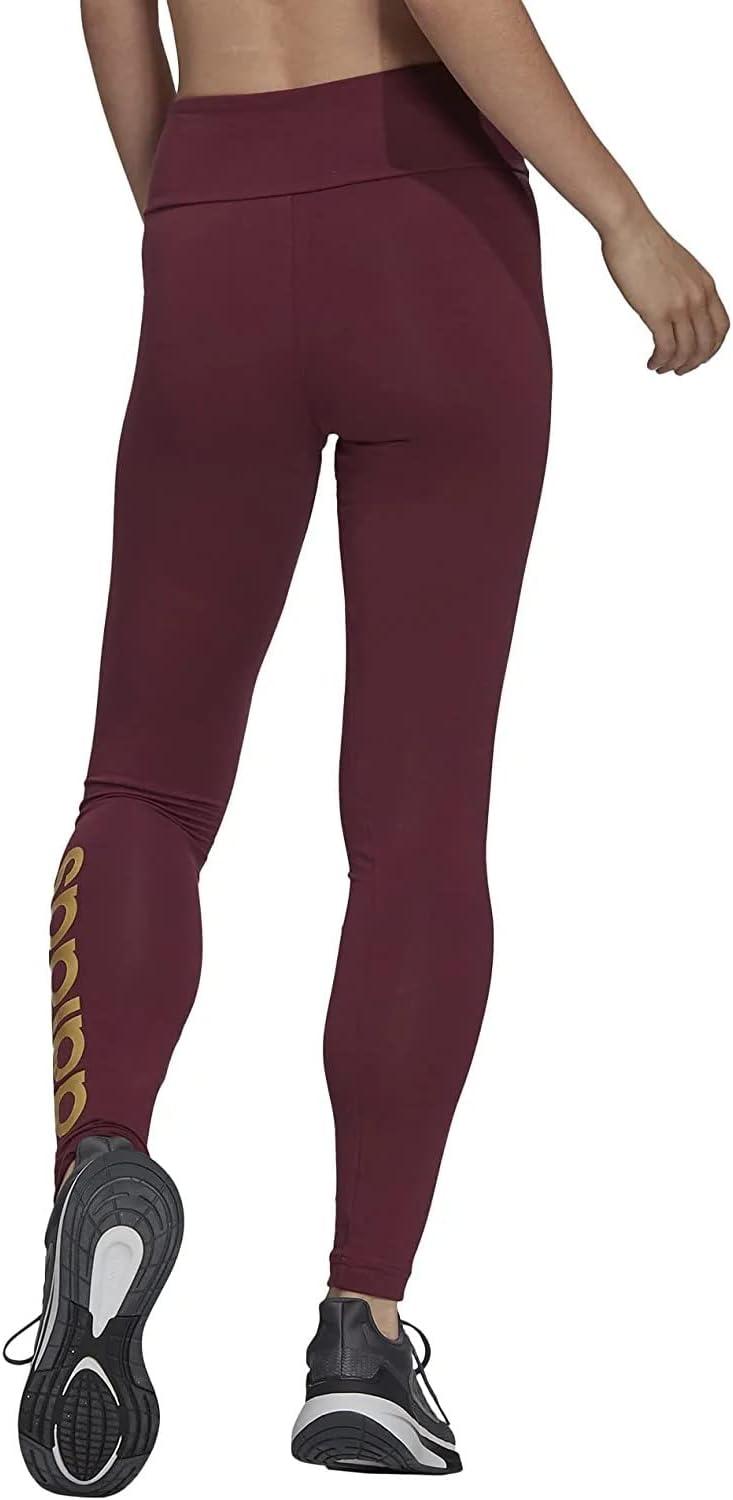 imageadidas Womens Essentials HighWaisted Logo LeggingsVictory CrimsonGold Metallic