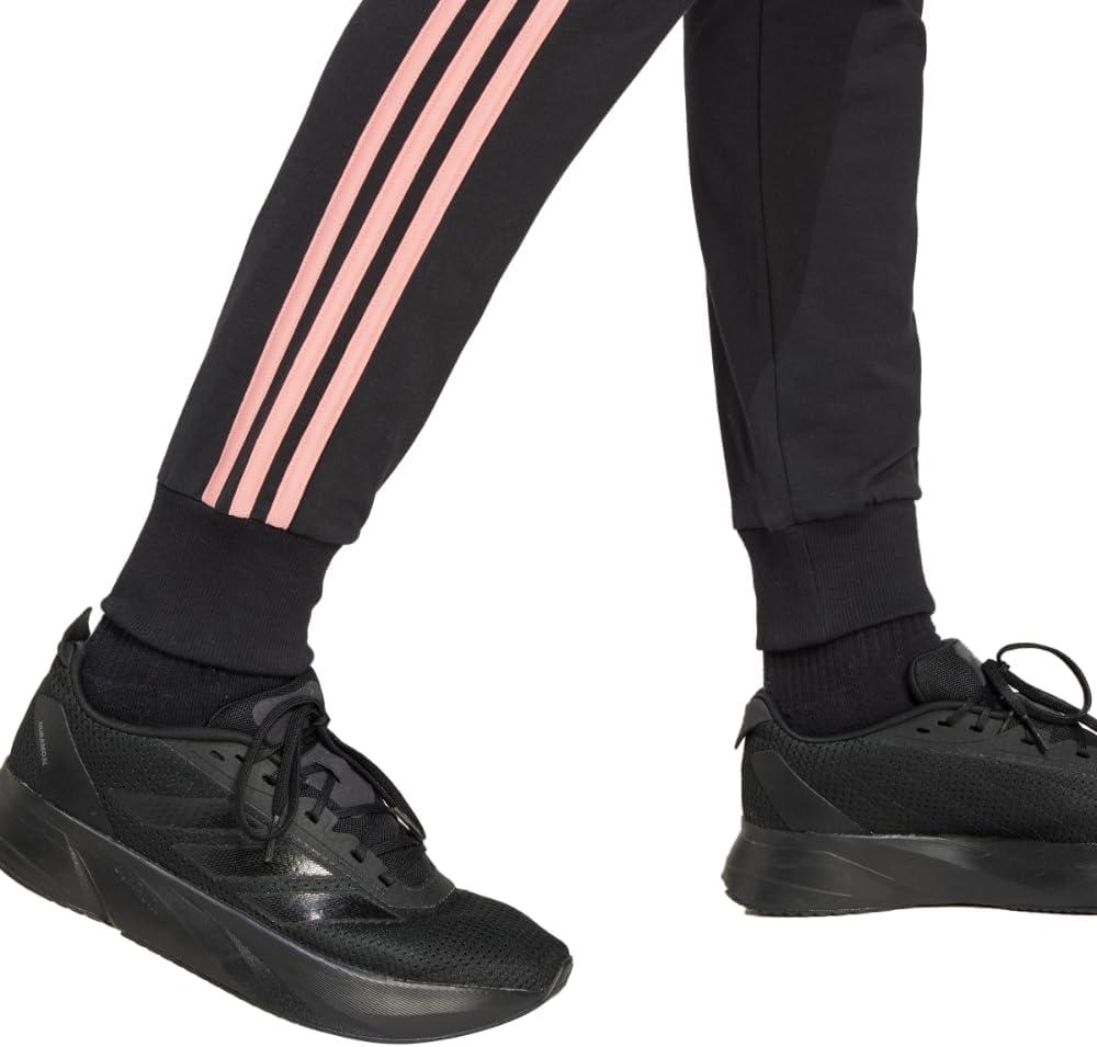 imageadidas Womens Essentials Slim 3Stripes ShortsBlackSemi Pink Spark