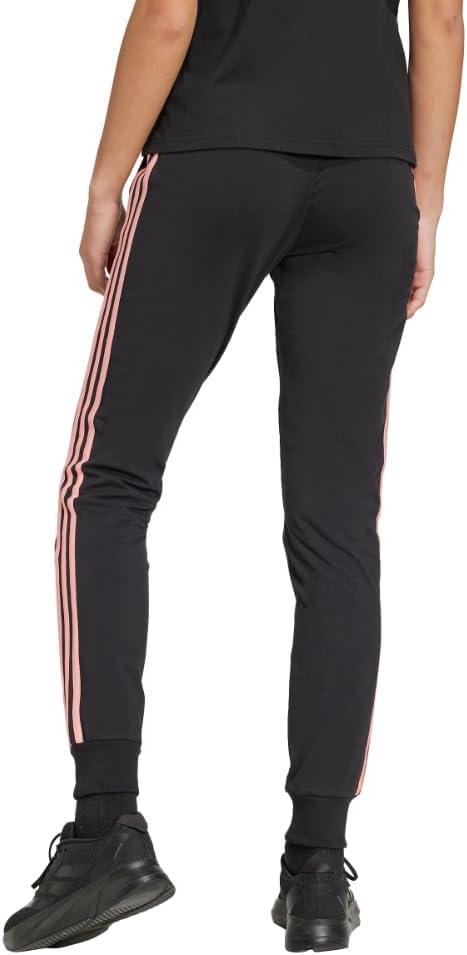 imageadidas Womens Essentials Slim 3Stripes ShortsBlackSemi Pink Spark