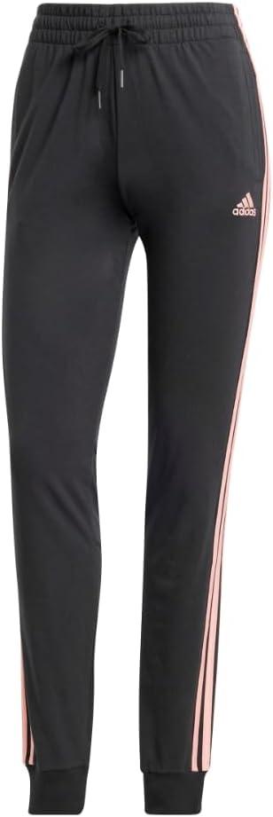 imageadidas Womens Essentials Slim 3Stripes ShortsBlackSemi Pink Spark