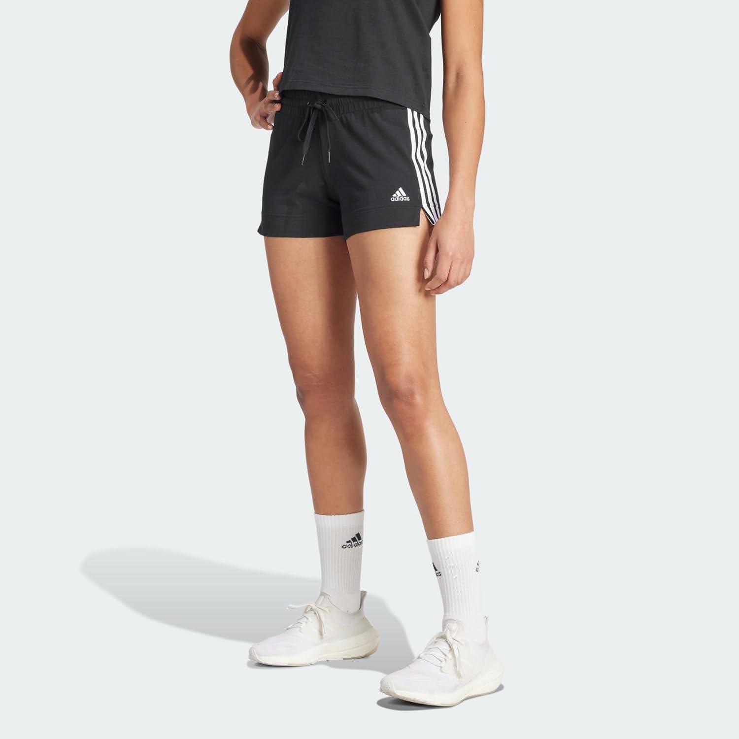 imageadidas Womens Essentials Slim 3Stripes ShortsBlackWhite