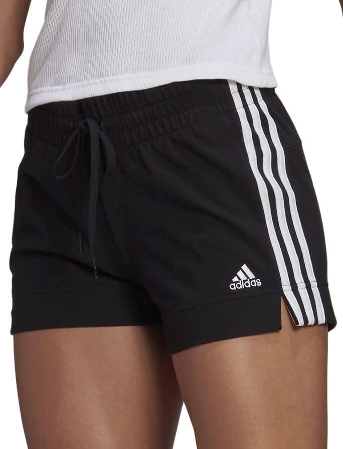 imageadidas Womens Essentials Slim 3Stripes ShortsBlackWhite