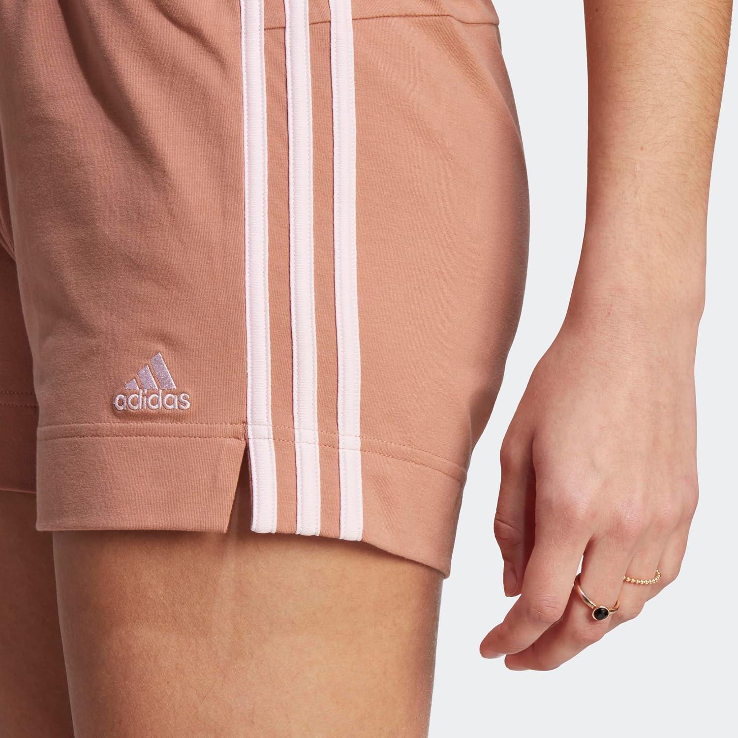 imageadidas Womens Essentials Slim 3Stripes ShortsClay Strataclear Pink