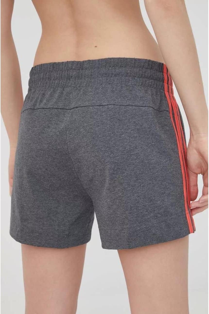 imageadidas Womens Essentials Slim 3Stripes ShortsDark Grey Heather
