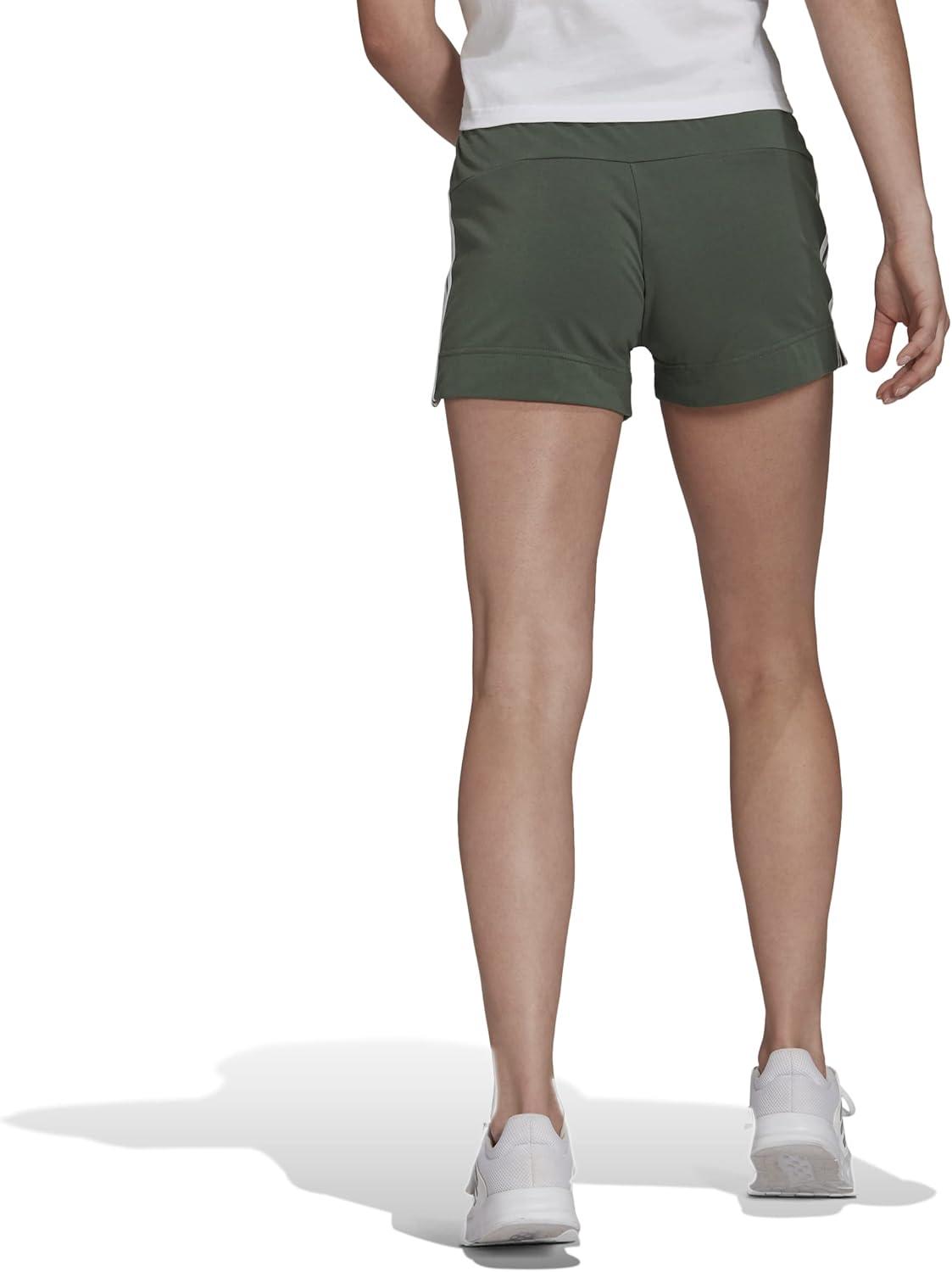 imageadidas Womens Essentials Slim 3Stripes ShortsGreen OxideWhite