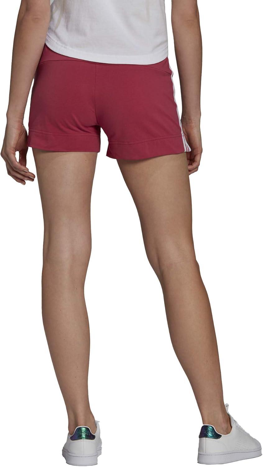 imageadidas Womens Essentials Slim 3Stripes ShortsWild PinkWhite