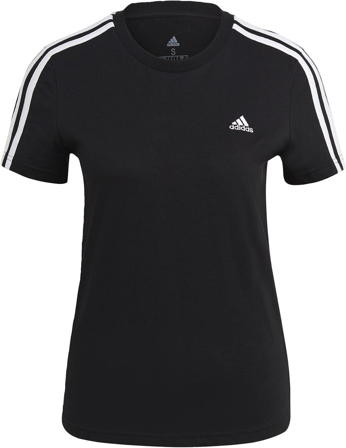 imageadidas Womens Essentials Slim 3Stripes TeeBlackWhite