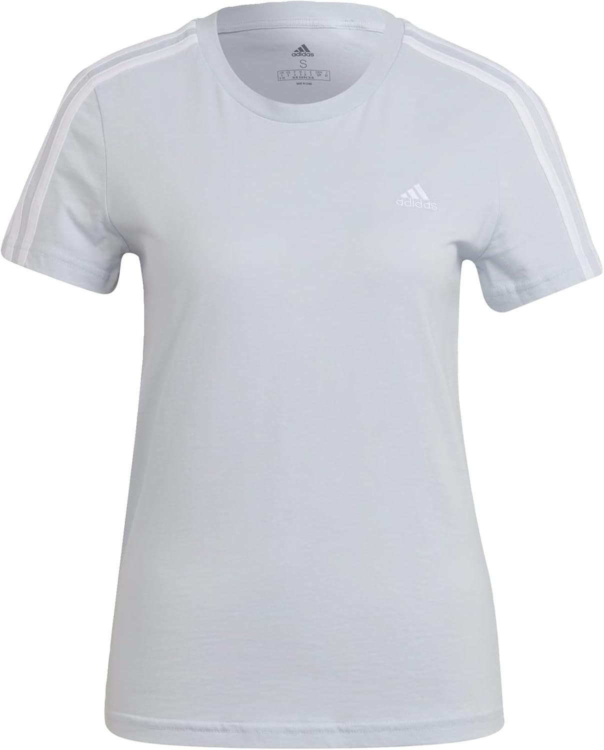 imageadidas Womens Essentials Slim 3Stripes TeeHalo BlueWhite