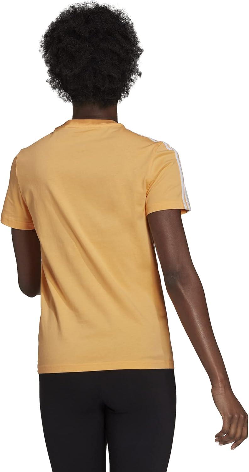imageadidas Womens Essentials Slim 3Stripes TeeHazy OrangeWhite