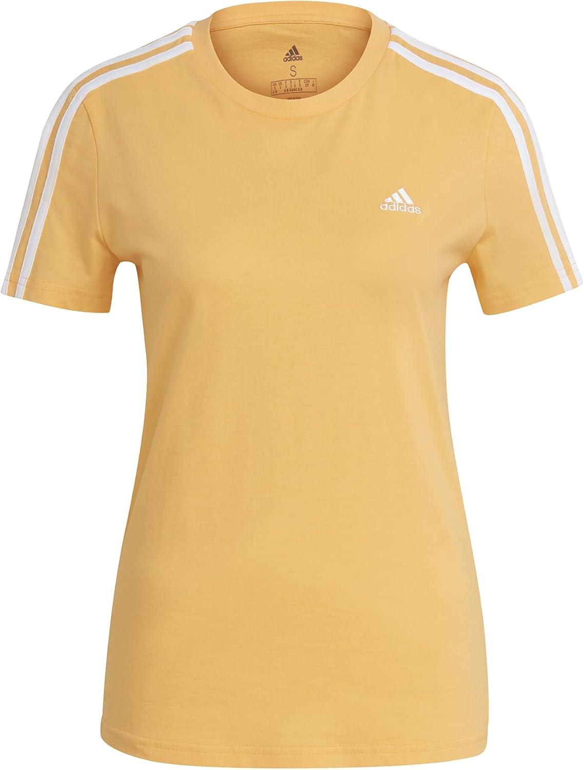 imageadidas Womens Essentials Slim 3Stripes TeeHazy OrangeWhite