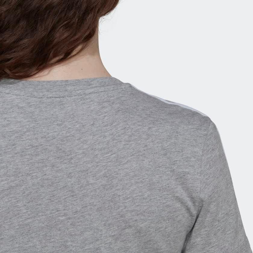 imageadidas Womens Essentials Slim 3Stripes TeeMedium Grey HeatherWhite