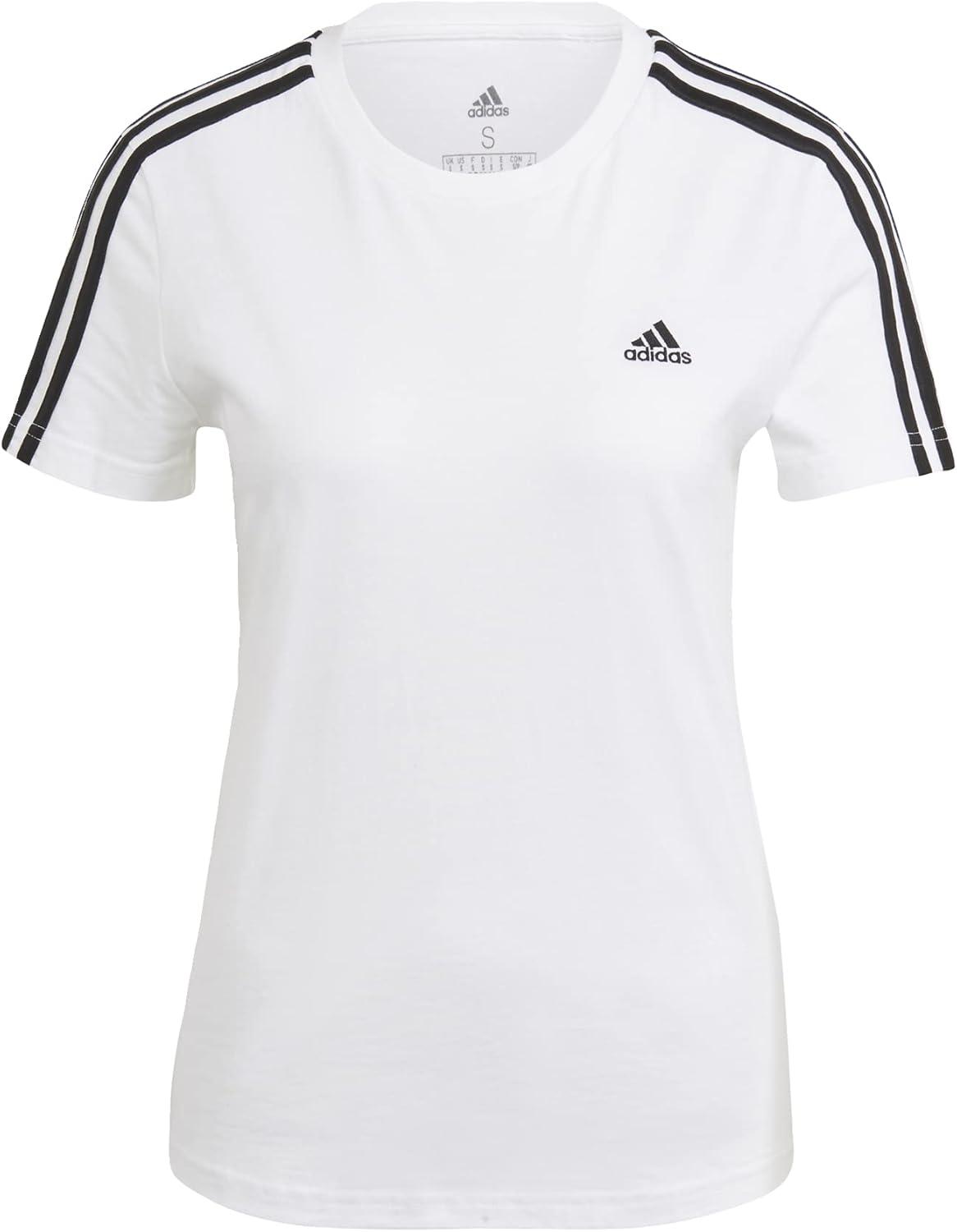 imageadidas Womens Essentials Slim 3Stripes TeeWhiteBlack