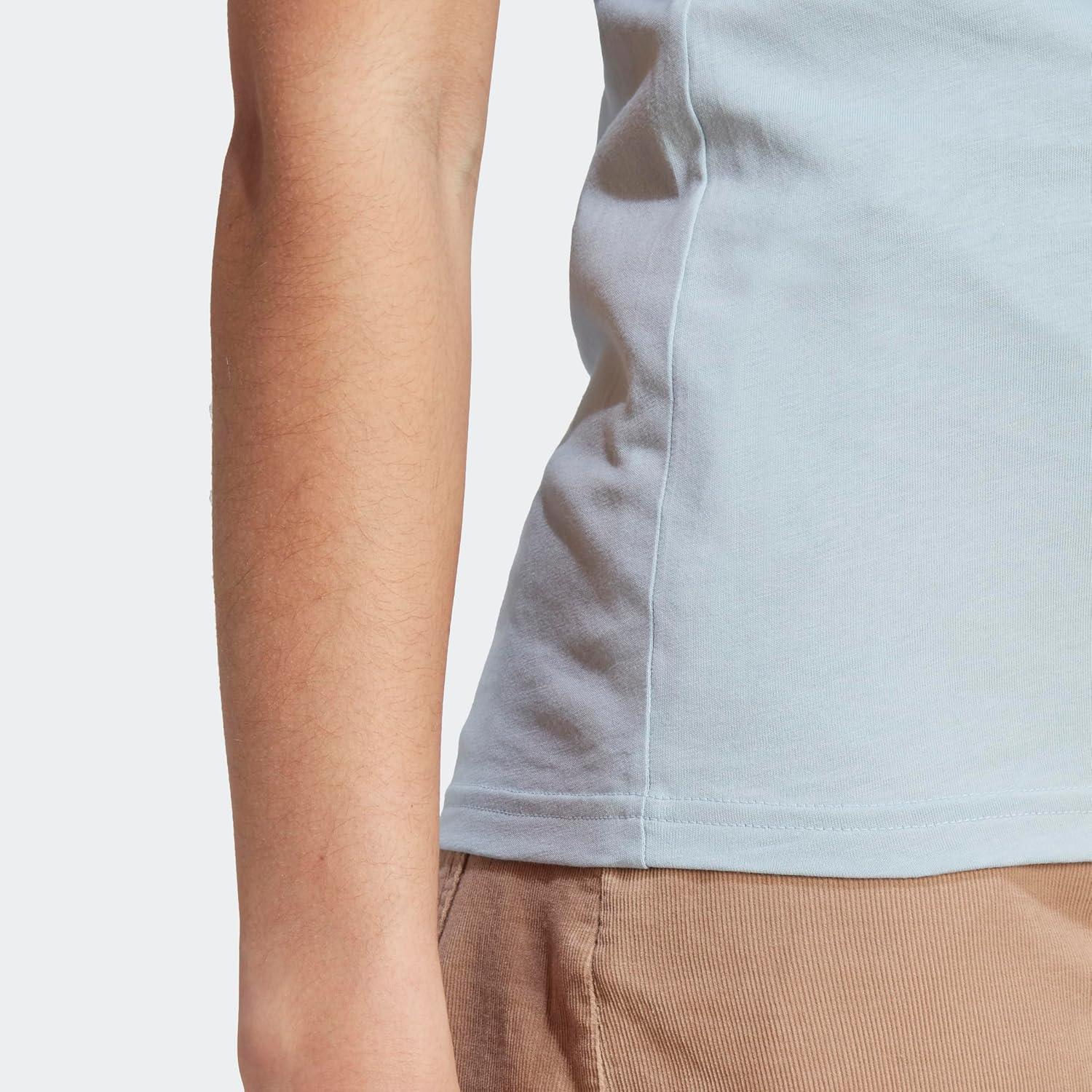 imageadidas Womens Essentials Slim 3Stripes TeeWonder BlueWhite