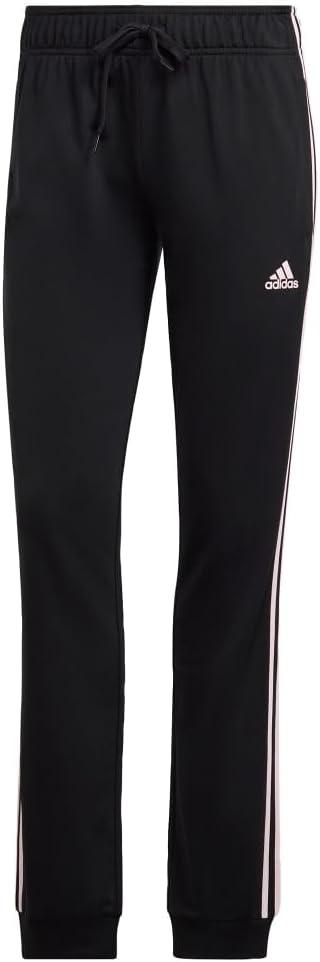imageadidas Womens Essentials Warmup 3Stripes Slim Tapered Track PantsBlackClear Pink