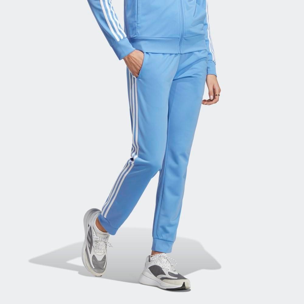 imageadidas Womens Essentials Warmup 3Stripes Slim Tapered Track PantsBlue FusionWhite