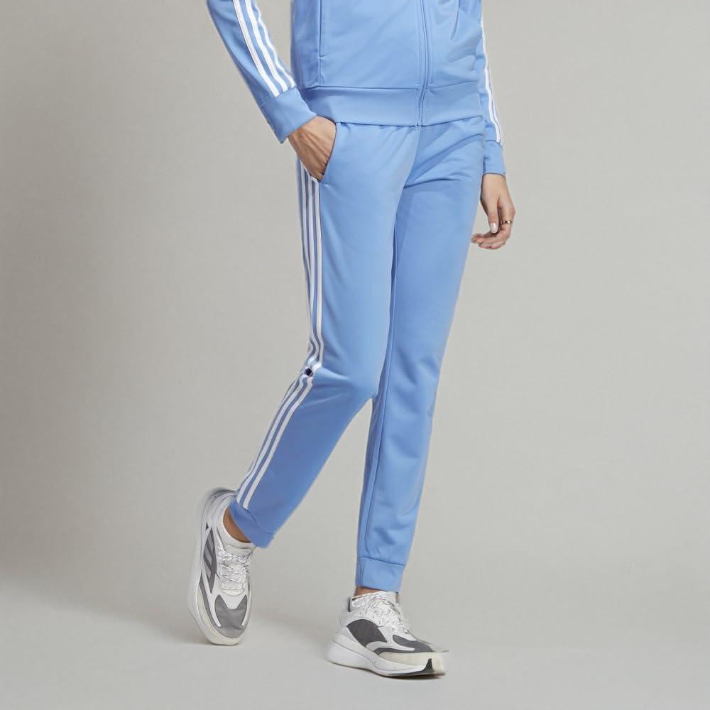 imageadidas Womens Essentials Warmup 3Stripes Slim Tapered Track PantsBlue FusionWhite