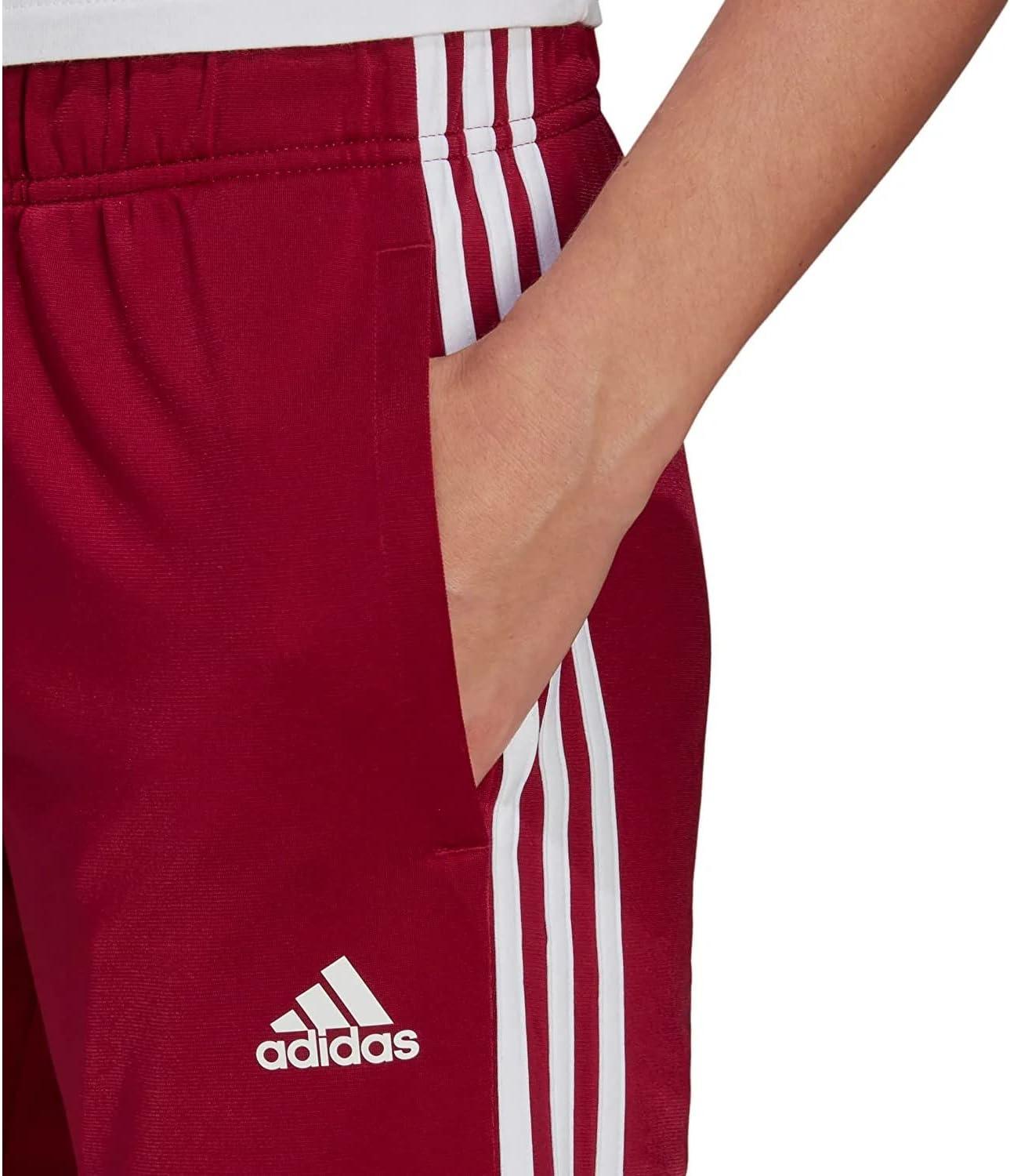 imageadidas Womens Essentials Warmup 3Stripes Slim Tapered Track PantsLegacy BurgundyWhite
