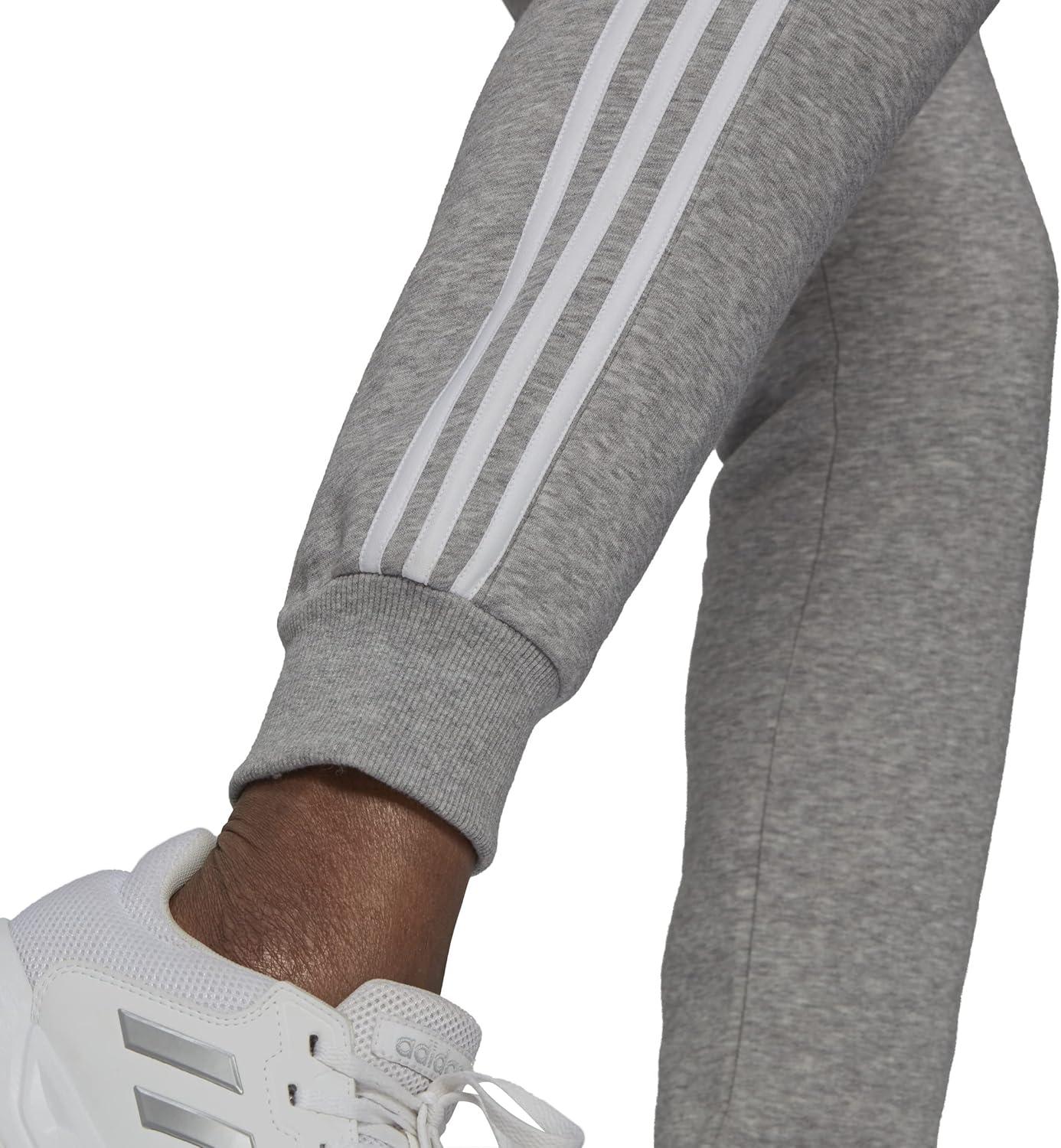 imageadidas Womens Essentials Warmup 3Stripes Slim Tapered Track PantsMedium Grey HeatherWhite