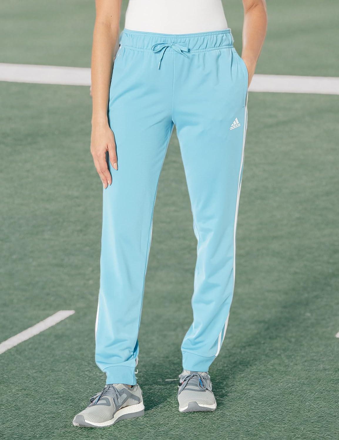 imageadidas Womens Essentials Warmup 3Stripes Slim Tapered Track PantsPreloved BlueWhite