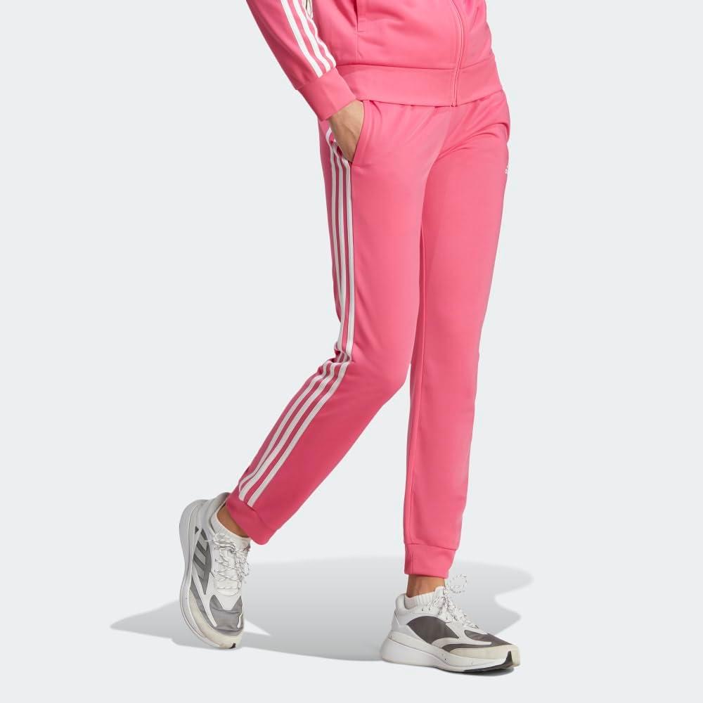 imageadidas Womens Essentials Warmup 3Stripes Slim Tapered Track PantsPulse MagentaWhite
