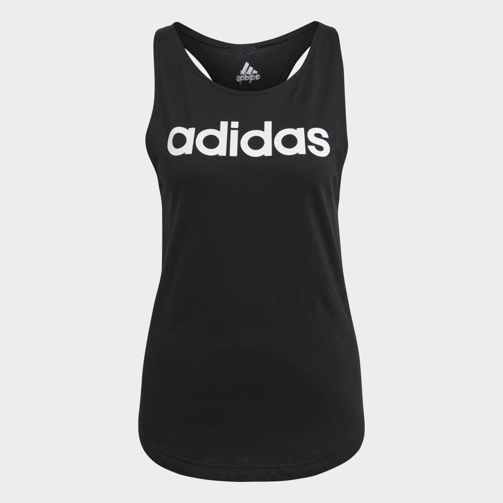 imageadidas Womens Linear Logo Crew Neck TankBlackWhite