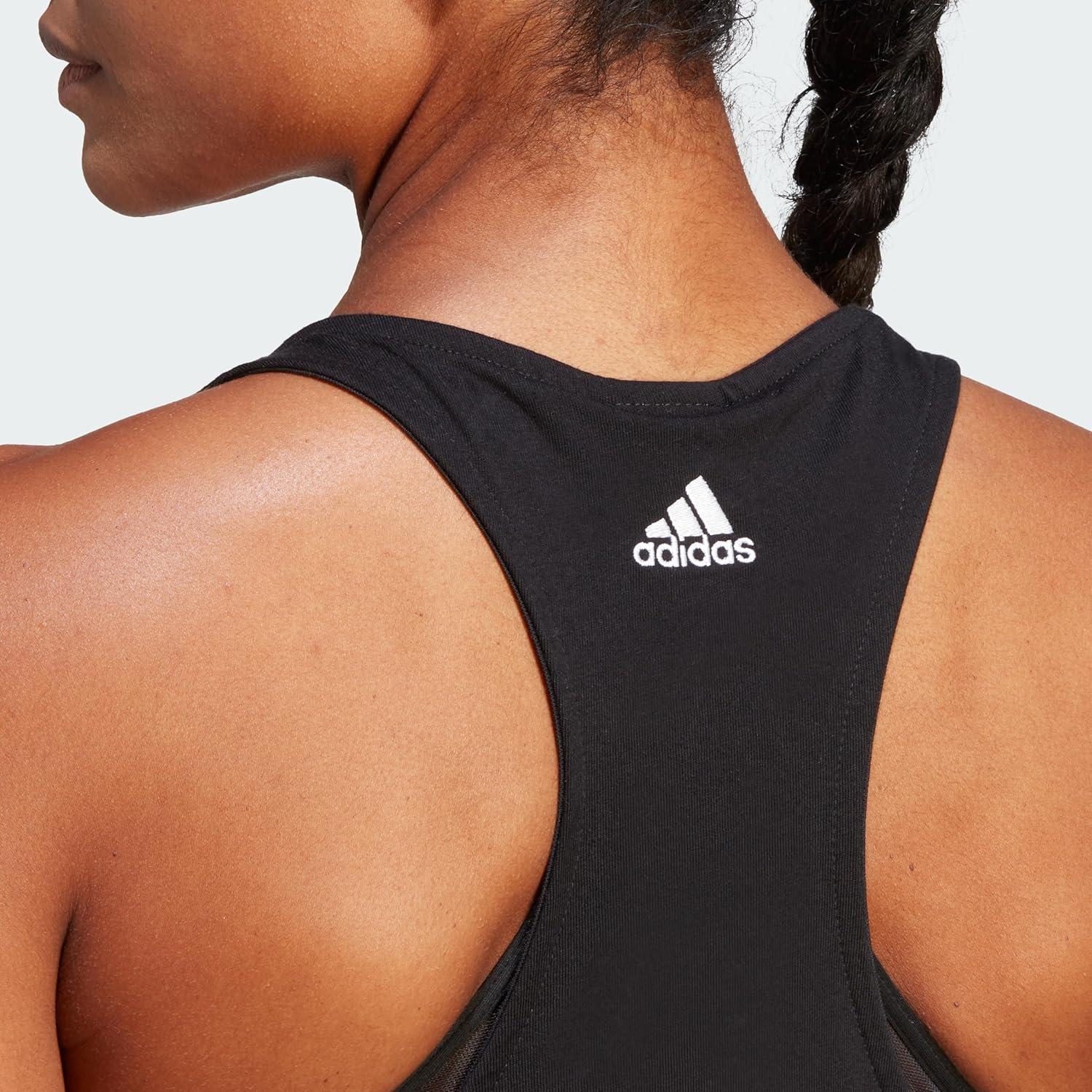 imageadidas Womens Linear Logo Crew Neck TankBlackWhite