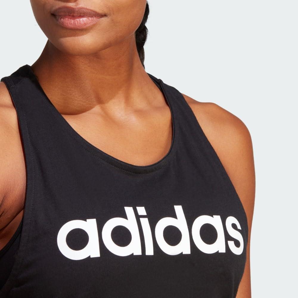 imageadidas Womens Linear Logo Crew Neck TankBlackWhite