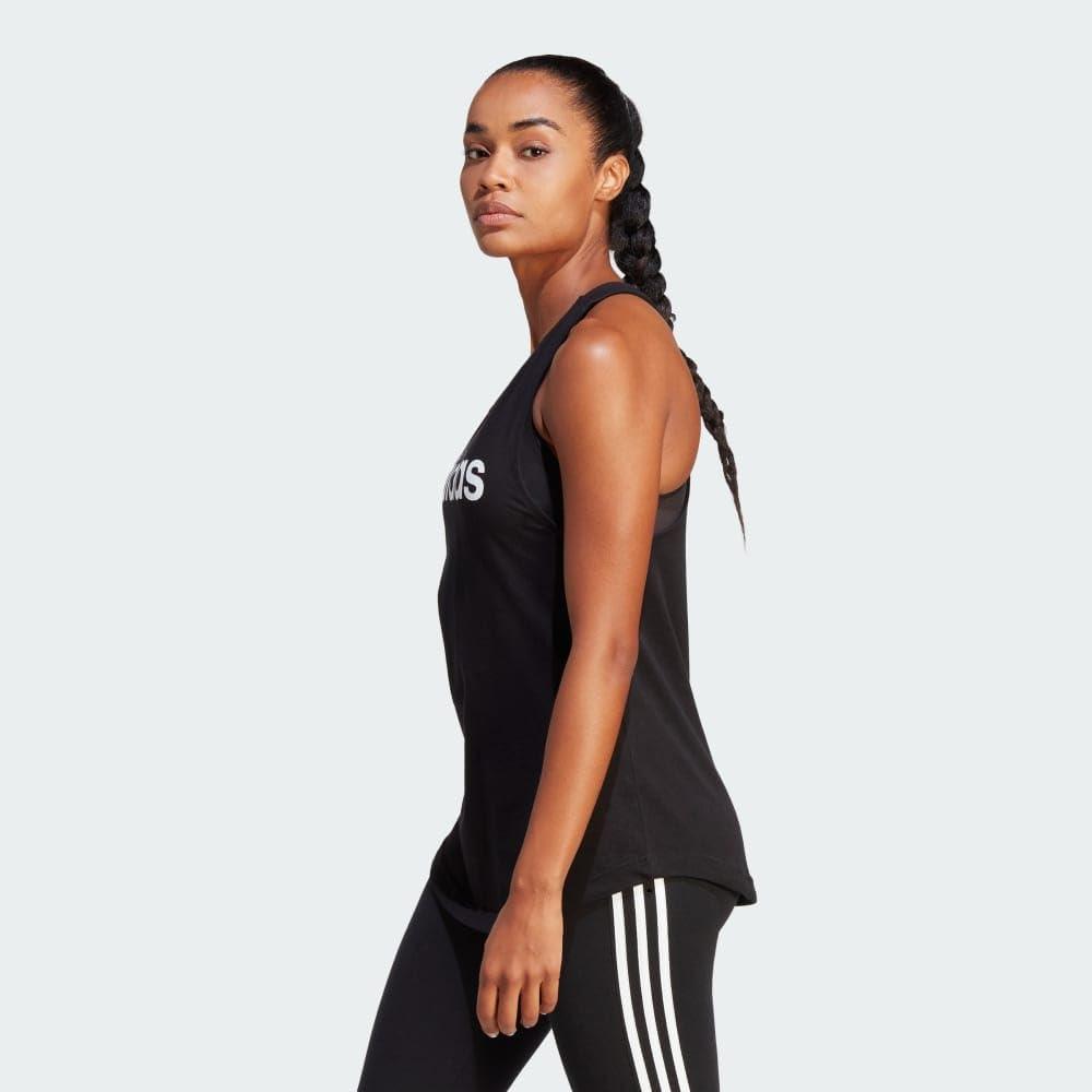 imageadidas Womens Linear Logo Crew Neck TankBlackWhite