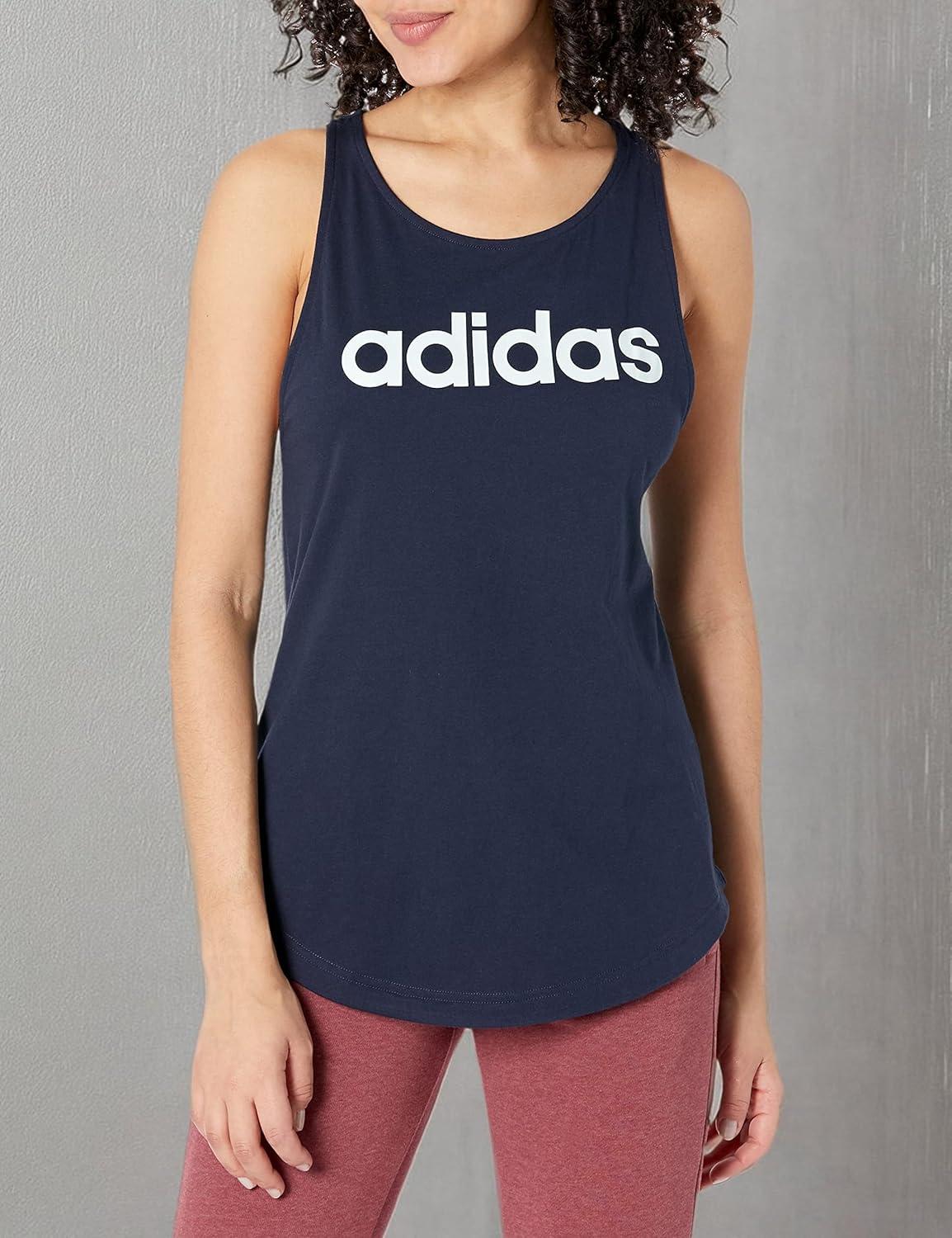 imageadidas Womens Linear Logo Crew Neck TankLegend InkIce Mint