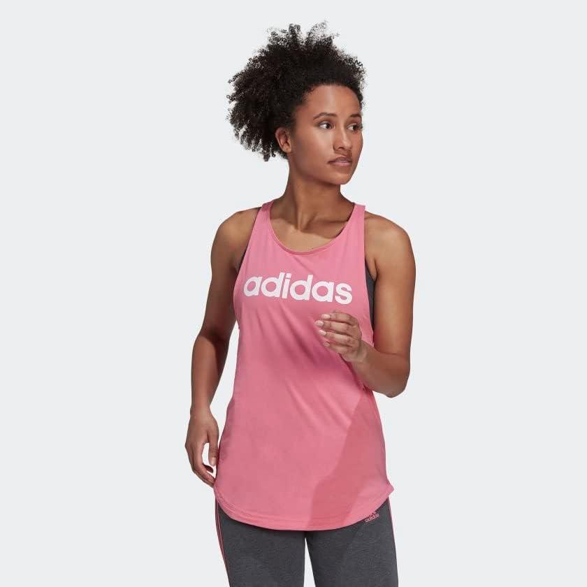 imageadidas Womens Linear Logo Crew Neck TankRose ToneWhite