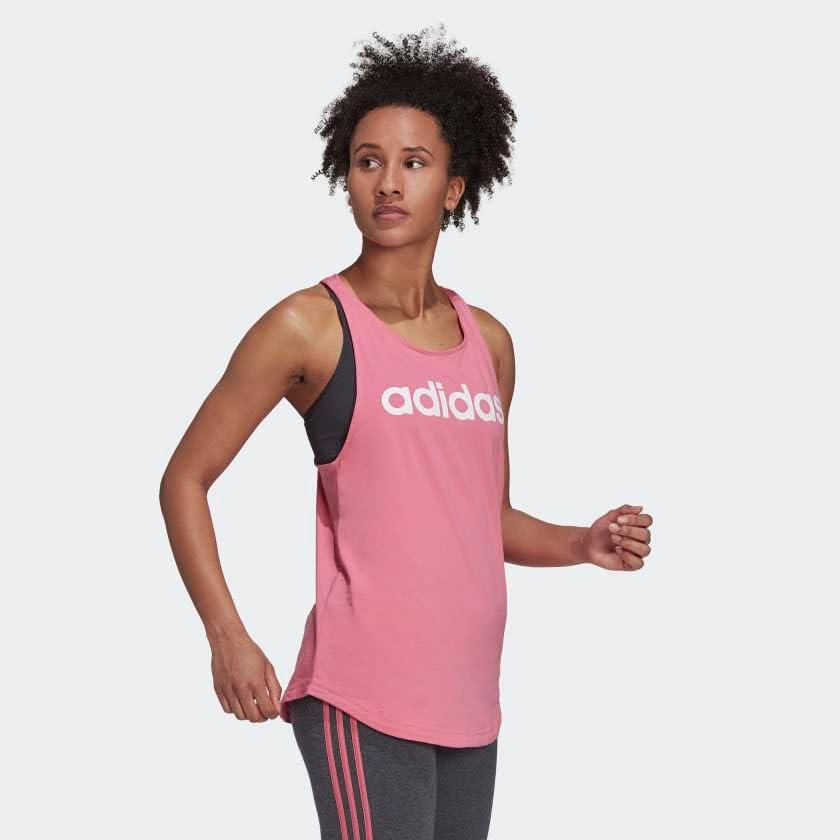 imageadidas Womens Linear Logo Crew Neck TankRose ToneWhite