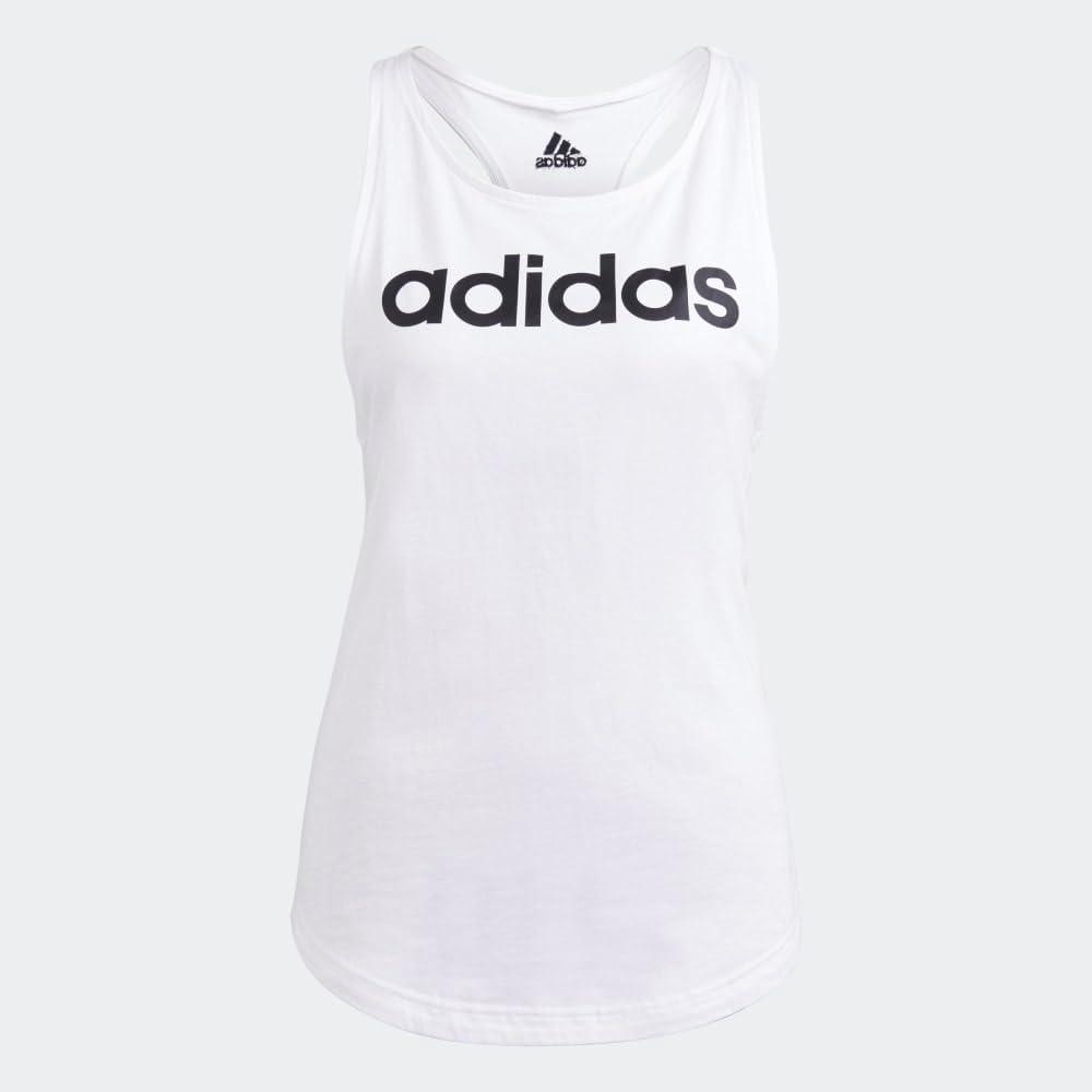 imageadidas Womens Linear Logo Crew Neck TankWhiteBlack