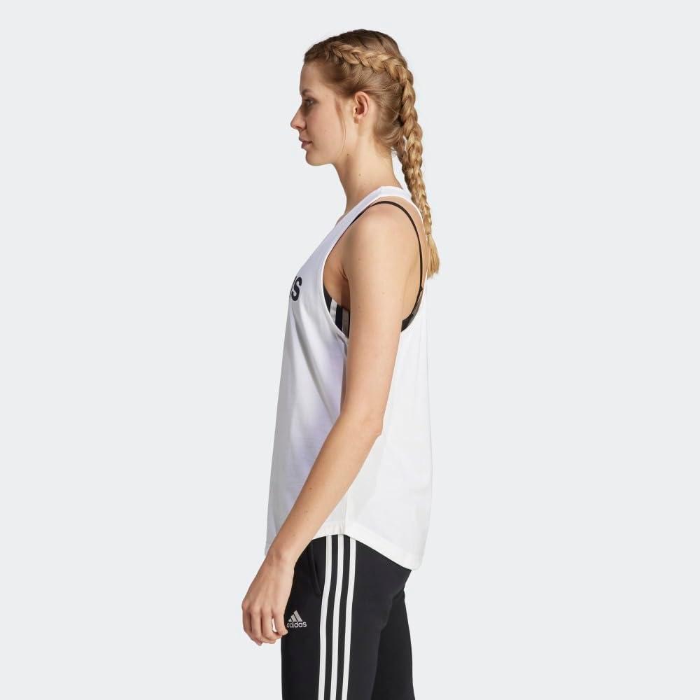 imageadidas Womens Linear Logo Crew Neck TankWhiteBlack