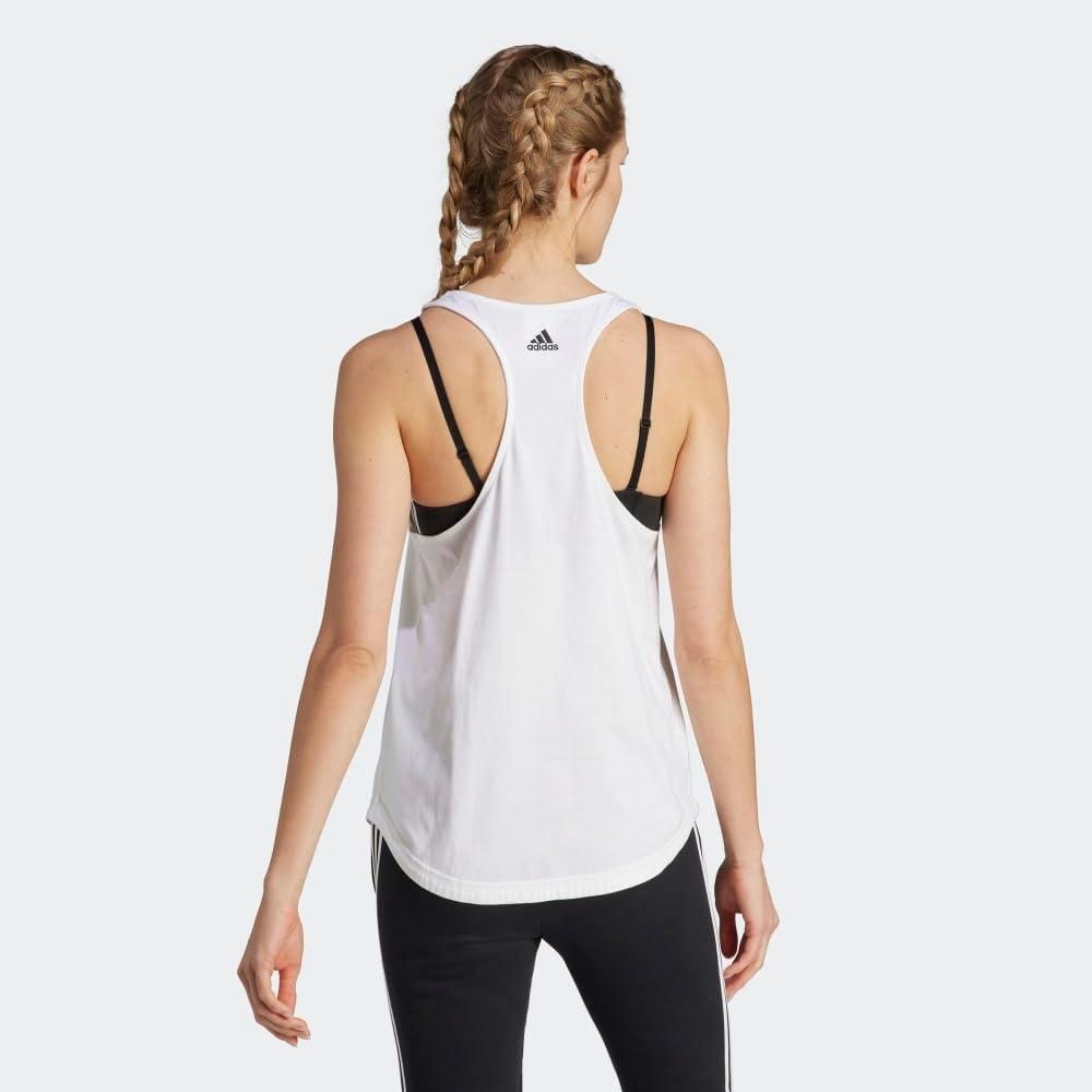 imageadidas Womens Linear Logo Crew Neck TankWhiteBlack