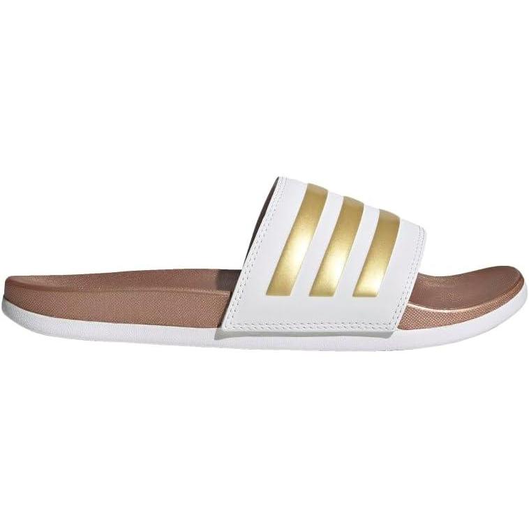 imageadidas Womens Adilette Comfort Slide SandalWhiteWhiteMatte Gold