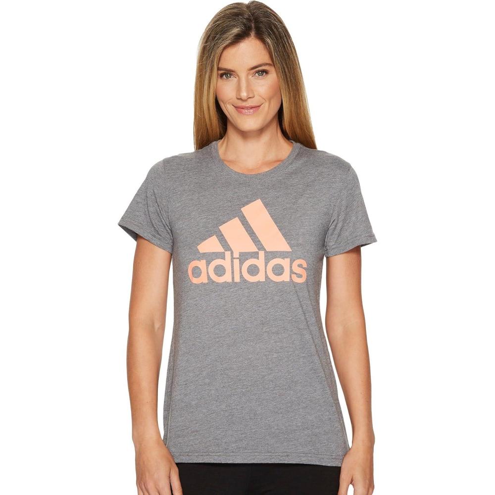 imageadidas Womens Badge of Sport Classic TeeDark Grey HeatherChalk Coral