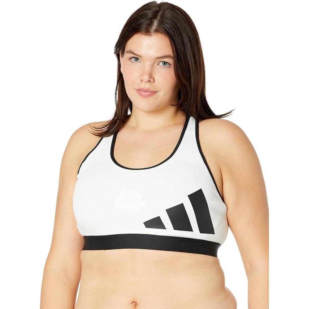 imageadidas Womens Believe This MediumSupport Workout Logo BraWhiteBlack