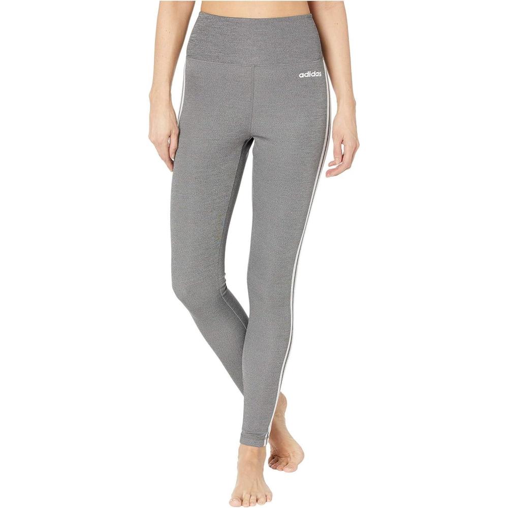 imageadidas Womens Designed 2 Move 3Stripes HighRise Long TightsDark Grey HeatherWhite