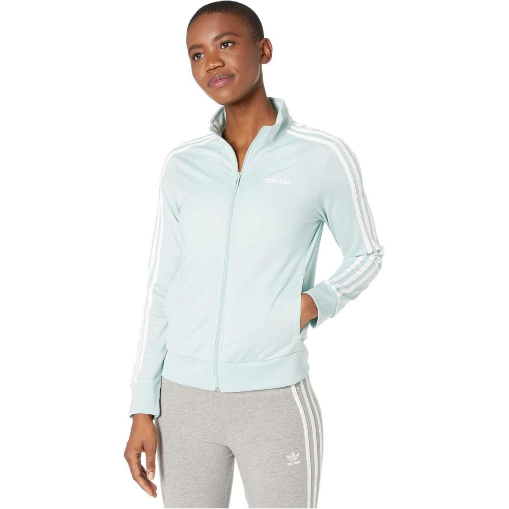 imageadidas Womens Essentials 3Stripe Track JacketGreen TintWhite