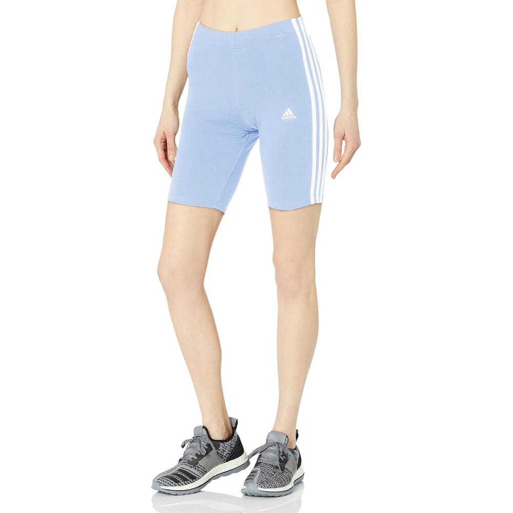 imageadidas Womens Essentials 3Stripes Bike ShortsBlue DawnWhite