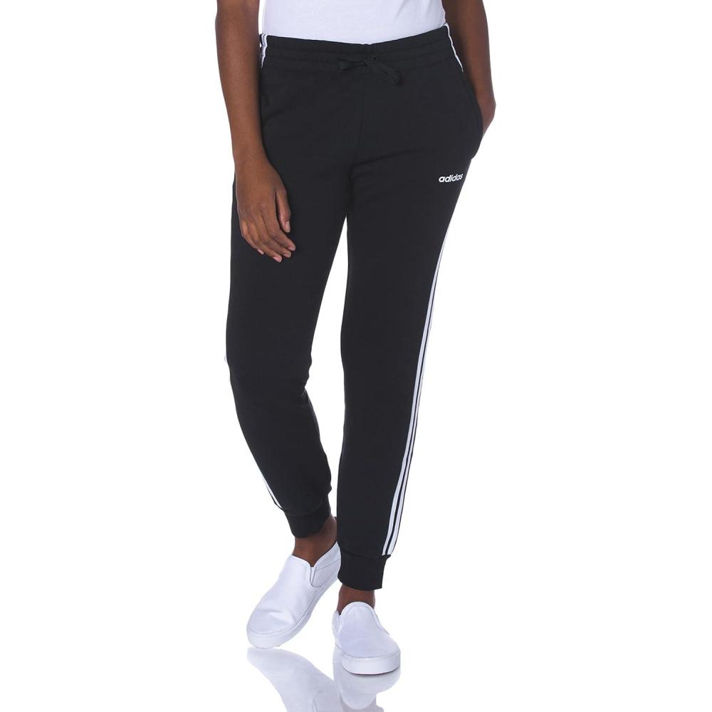 imageadidas Womens Essentials 3Stripes Fleece JoggersBlackWhite