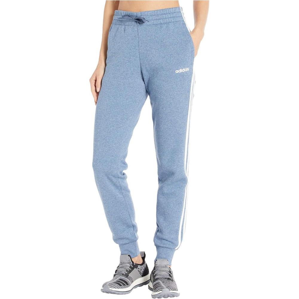imageadidas Womens Essentials 3Stripes Fleece JoggersInk MelangeWhite