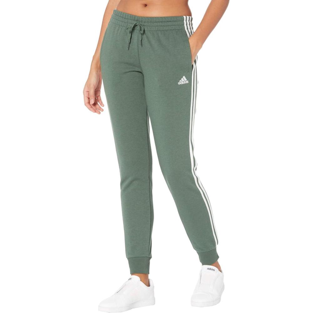 imageadidas Womens Essentials 3Stripes PantsGreen OxideWhite